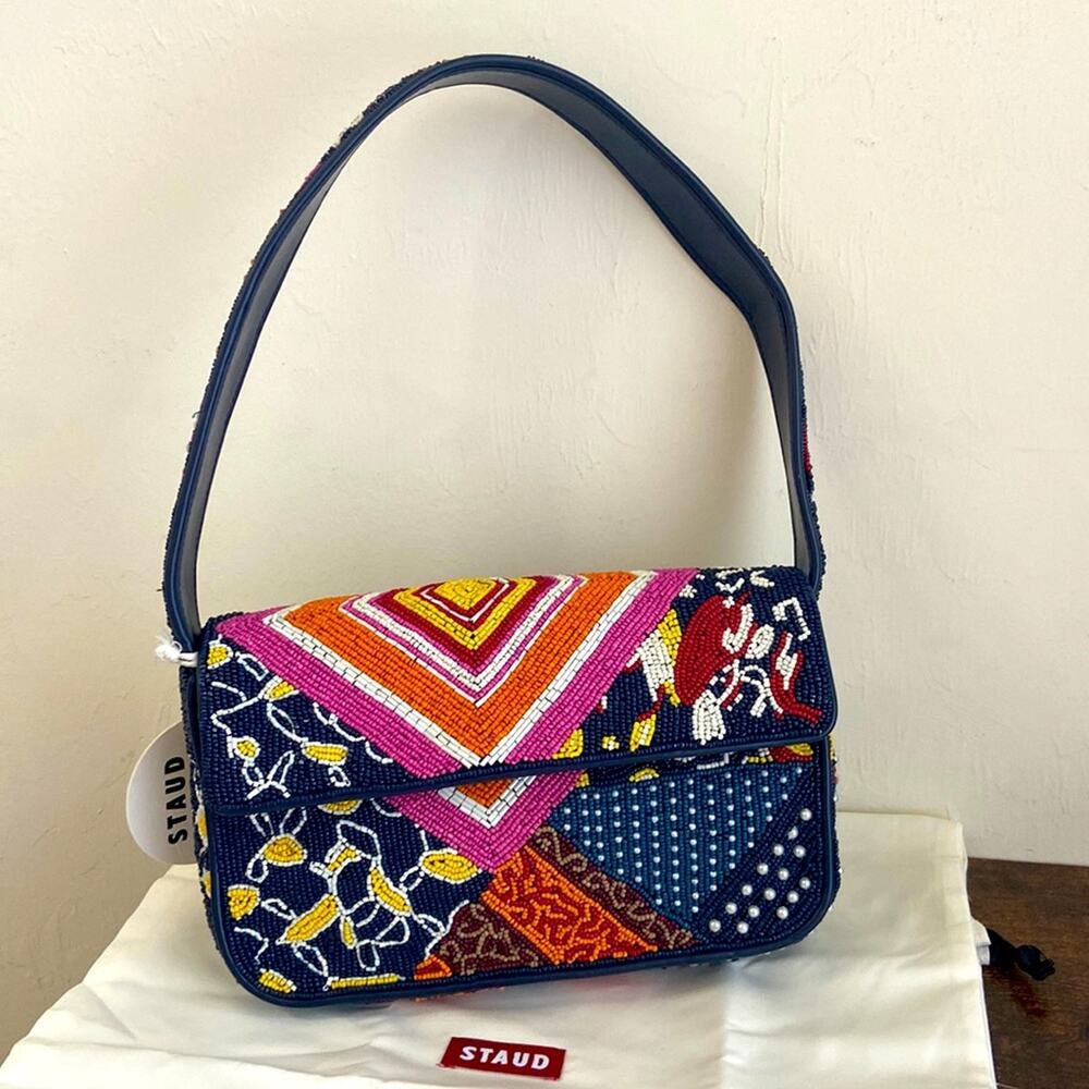 NWT MSRP$500 STAUD Tommy Shoulder Bag Beaded - Picture 1 of 4